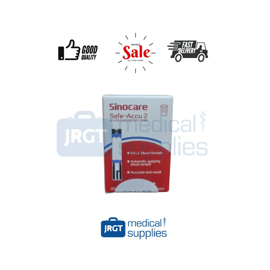Sinocare Safe-Accu 2 Blood Glucose Test 25 pcs. Fast & Accurate Result Glucometer Strips