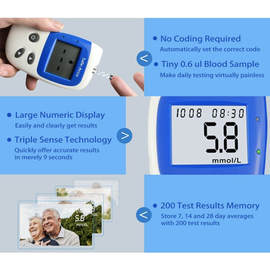 Sinocare Safe-Accu 2 Blood Glucose Test 25 pcs. Fast & Accurate Result Glucometer Strips
