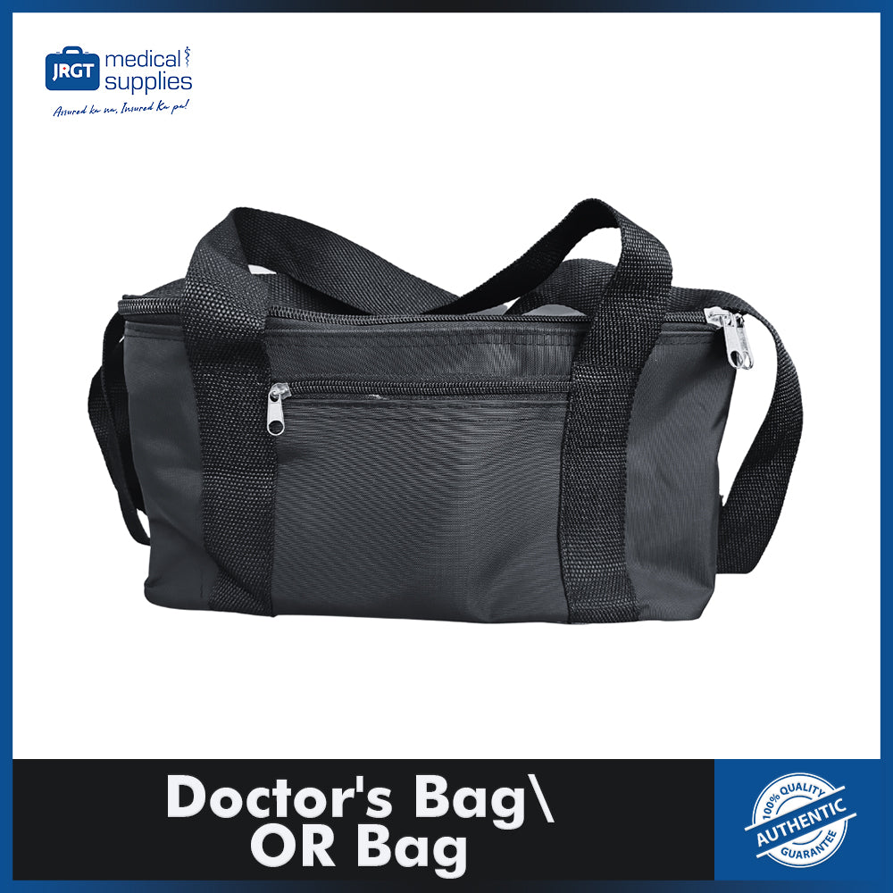 Doctor's Bag / OB Bag / Medical Sling Bag (Black Leather) | Portable Medical Supplies Bag