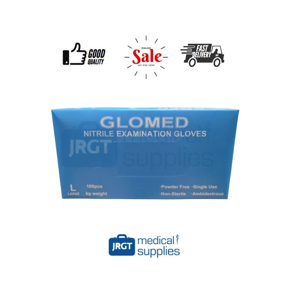 Glomed Synthetic Nitrile Examination / Disposable Gloves (1 box - 100pcs by Weight)