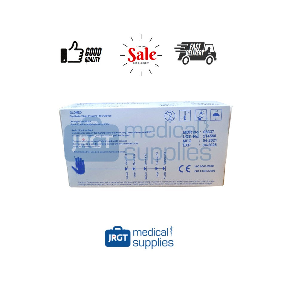 GLOMED Vinyl Powder-free Disposable Examination/Surgical Gloves (100 pieces per box)