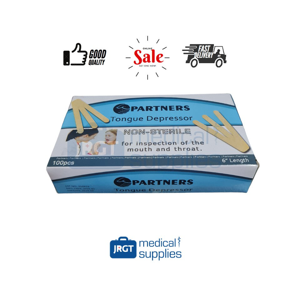 Partners Wooden Tongue Depressor 6'' (100pcs) | JRGT Medical Supply