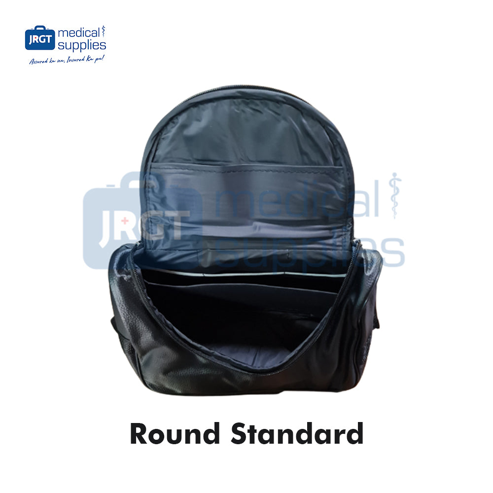Doctor's Bag / OB Bag / Medical Sling Bag (Black Leather) | Portable Medical Supplies Bag