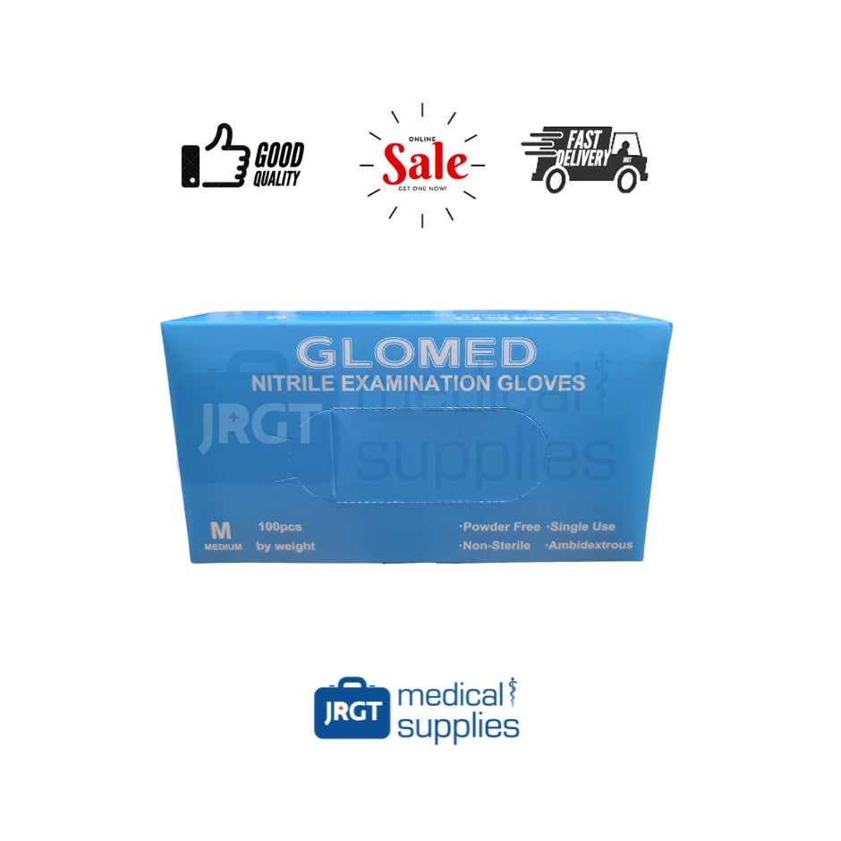Glomed Synthetic Nitrile Examination / Disposable Gloves (1 box - 100pcs by Weight)