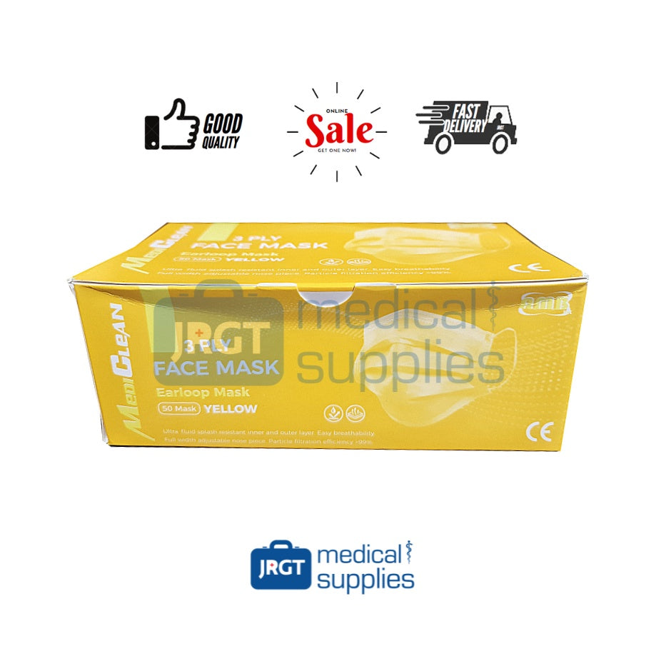 MediClean 3-Ply Disposable Face Mask Sold Per Box(50 pcs.) In Assorted Colors