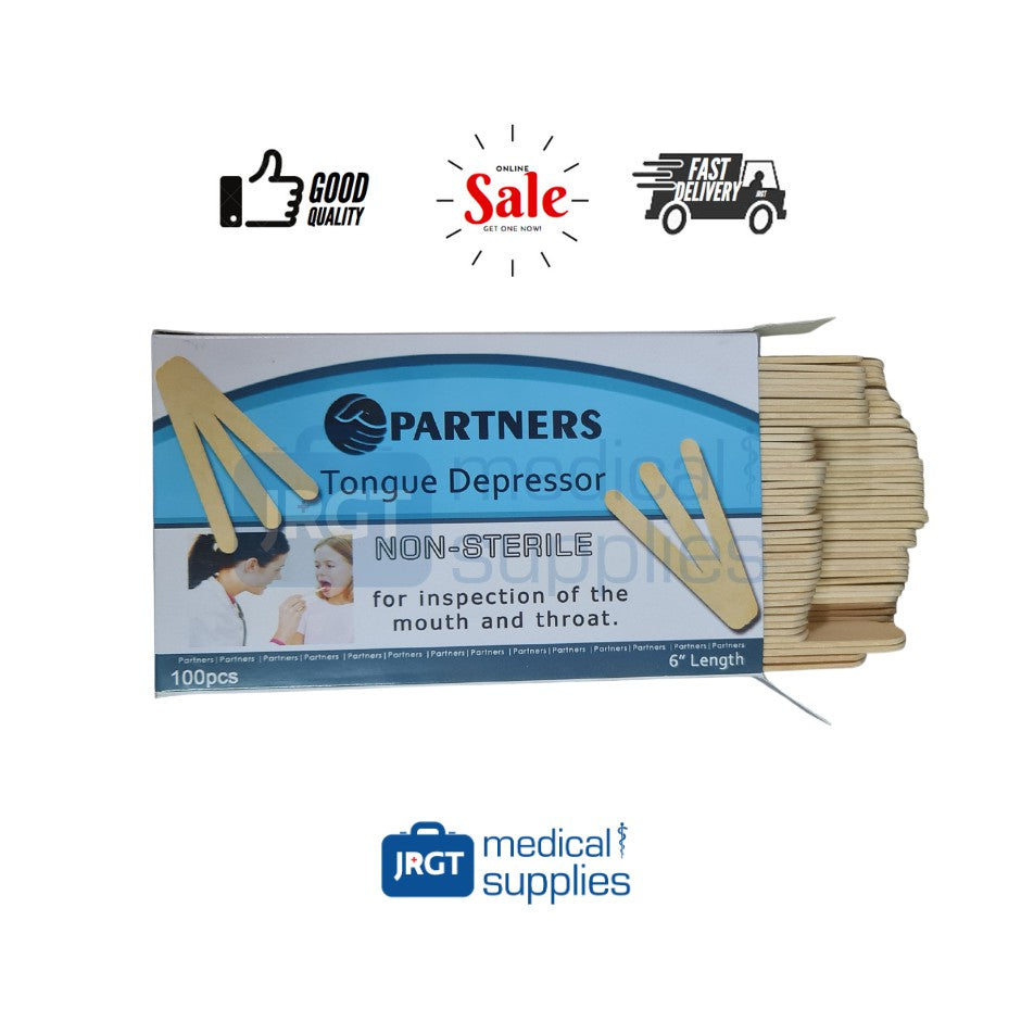 Partners Wooden Tongue Depressor 6'' (100pcs) | JRGT Medical Supply