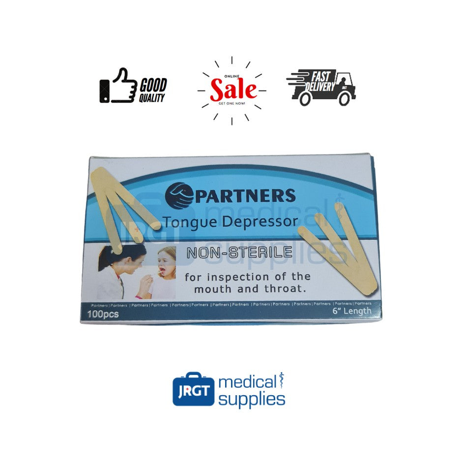 Partners Wooden Tongue Depressor 6'' (100pcs) | JRGT Medical Supply