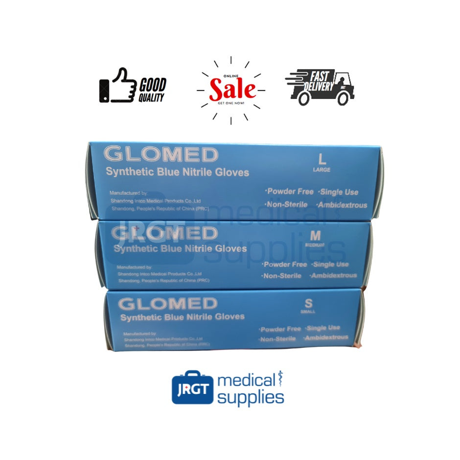 Glomed Synthetic Nitrile Examination / Disposable Gloves (1 box - 100pcs by Weight)