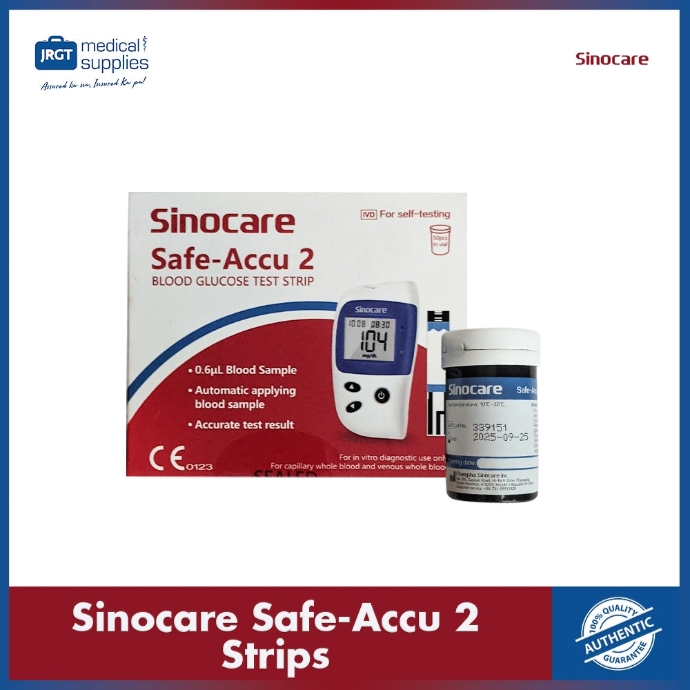 Sinocare Safe Accu 2 Glucose Test Strips - 50pcs for Accurate Blood Glucose Monitoring