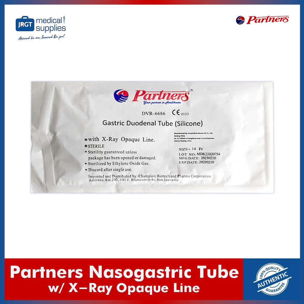 Partners Nasogastric Tube (NGT) w/ X-Ray Opaque Line Fr.16 | Silicone Tube