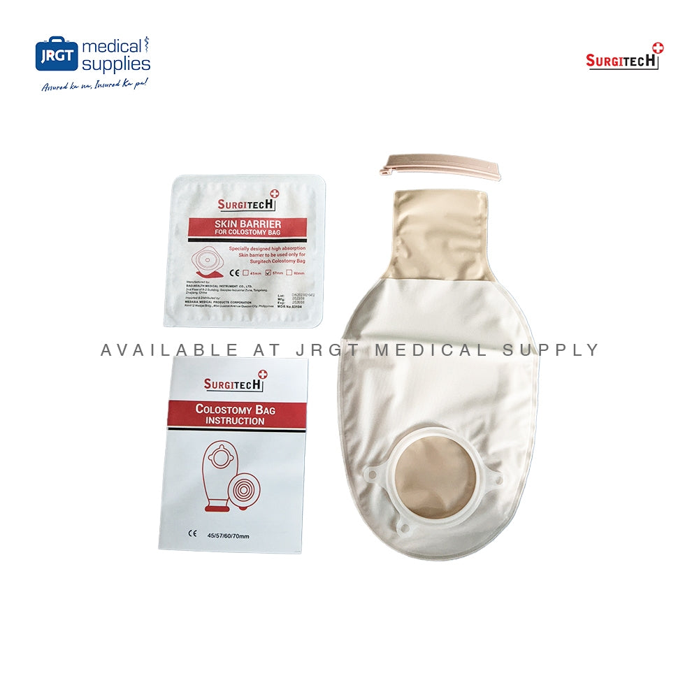 Surgitech Disposable Colostomy Bag - Stomach Bag for Secure and Comfortable Ostomy Care