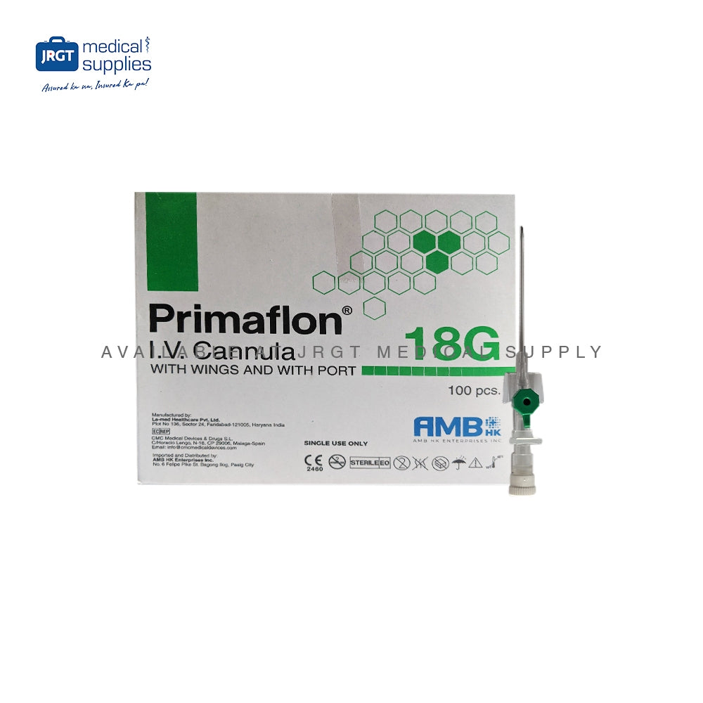 Primaflon IV Cannula with Wings and Injection Valve - Available in G18, G20, G22, G24, G26 (1Box)