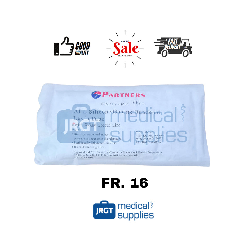 Partners Nasogastric Tube (NGT) w/ X-Ray Opaque Line Fr.16 | Silicone Tube