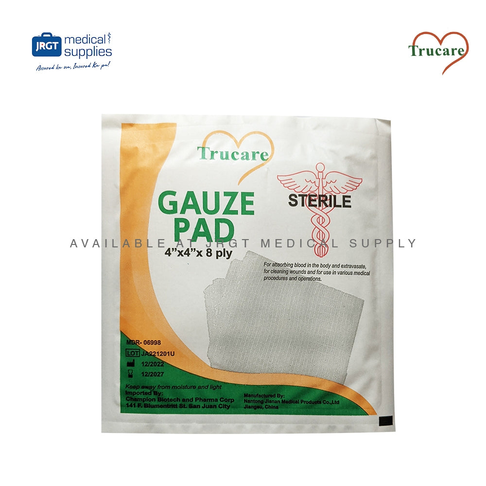 Trucare Sterile Gauze Pad 4x4x8 (1 Box - 100pcs) | JRGT Medical Supply
