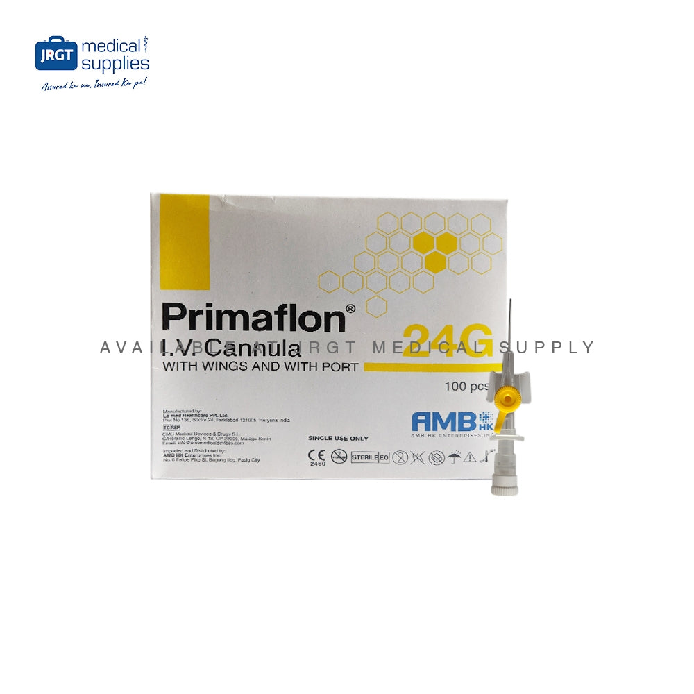 Primaflon IV Cannula with Wings and Injection Valve - Available in G18, G20, G22, G24, G26 (1Box)