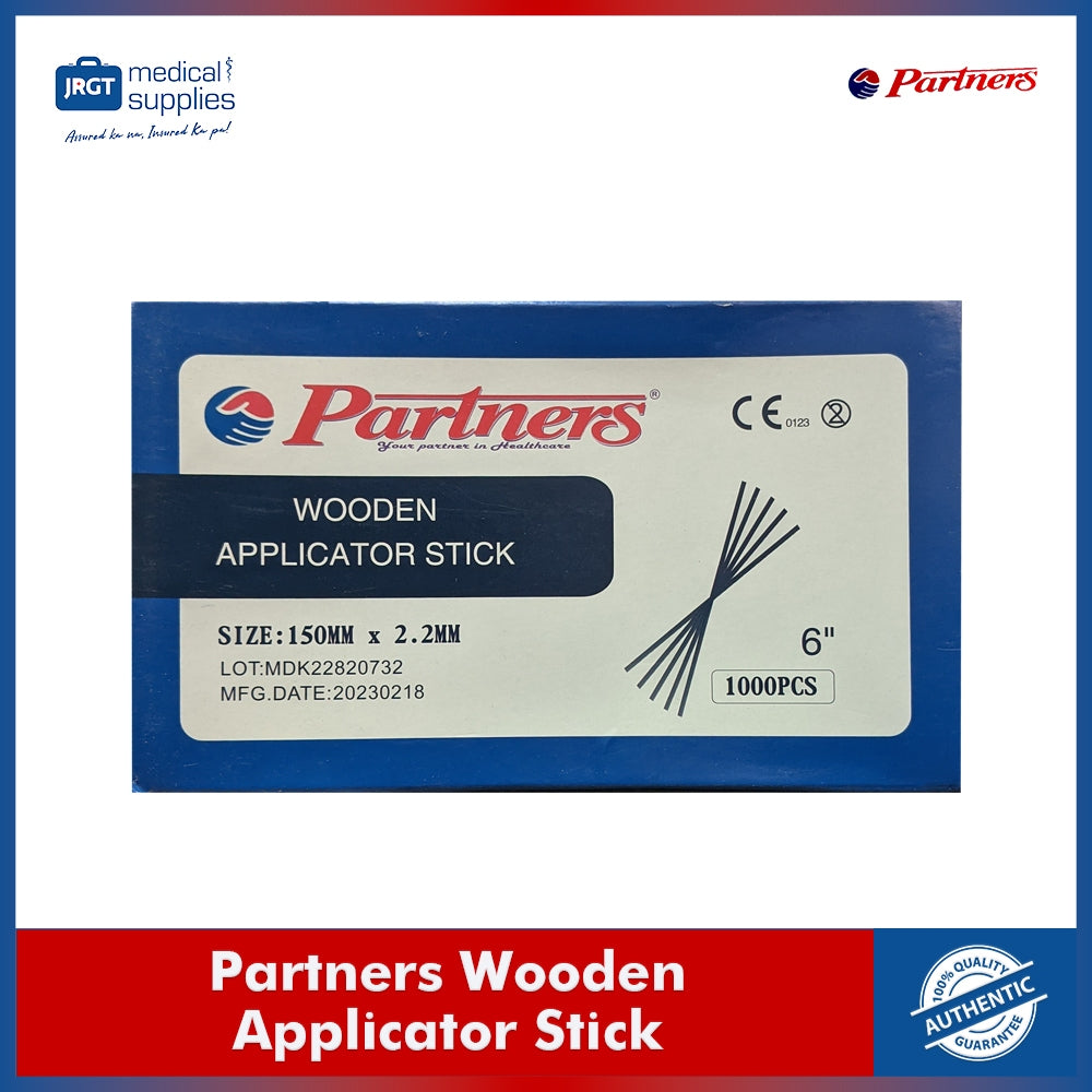 Partners Non Sterile Wooden Applicator Sticks (1 box - 1,000pcs), Cotton-less