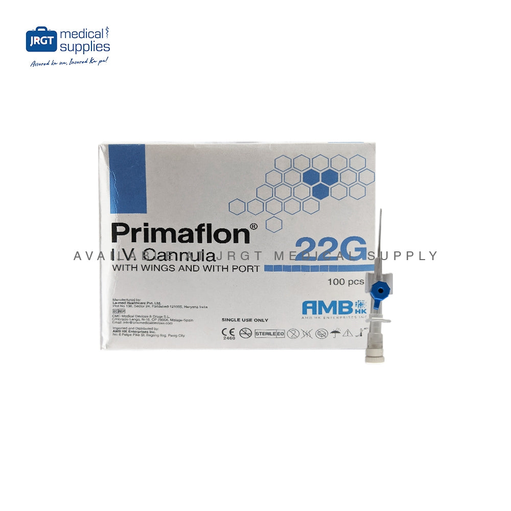 Primaflon IV Cannula with Wings and Injection Valve - Available in G18, G20, G22, G24, G26 (1Box)