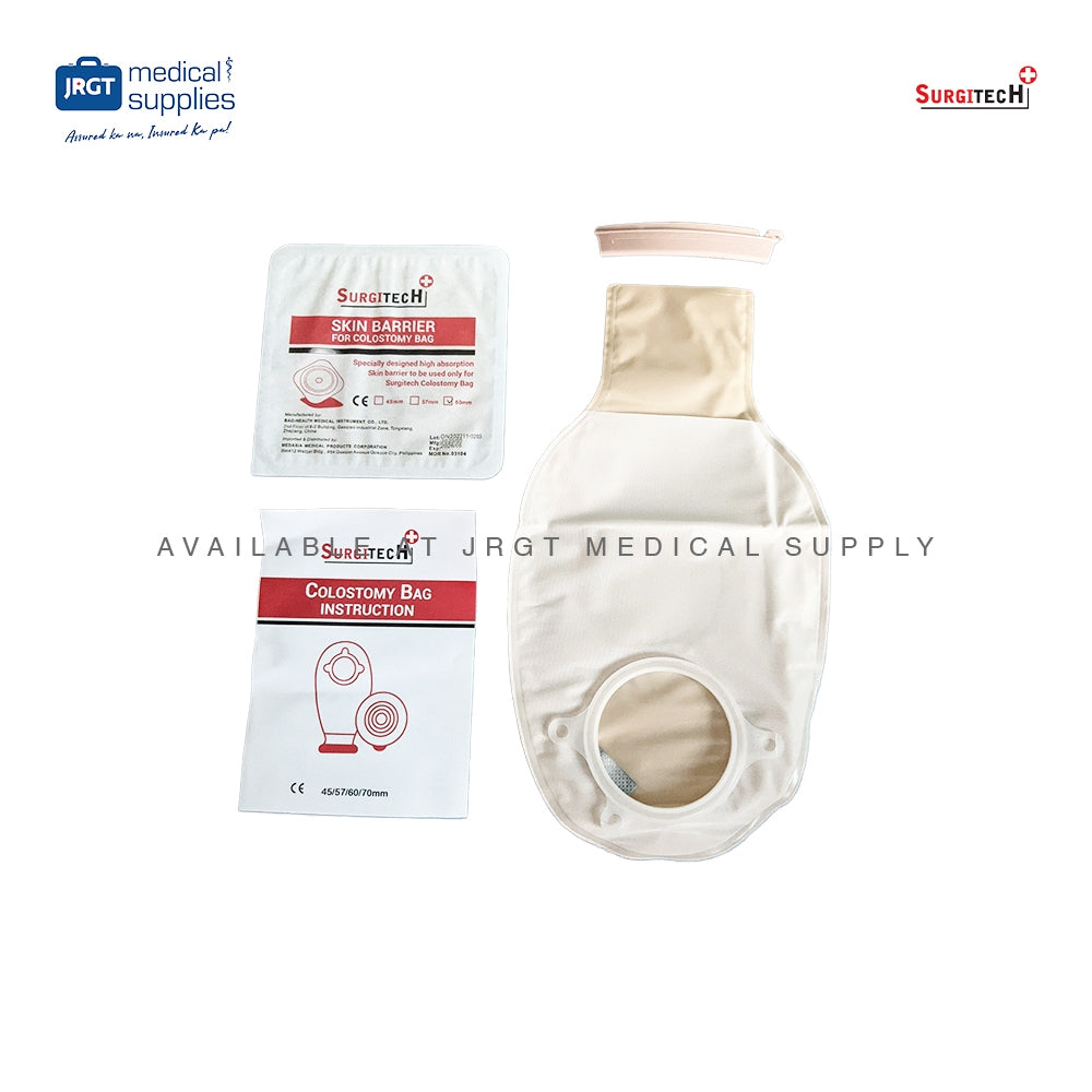Surgitech Disposable Colostomy Bag 60mm - Stomach Bag for Secure and Comfortable Ostomy Care (1pc)