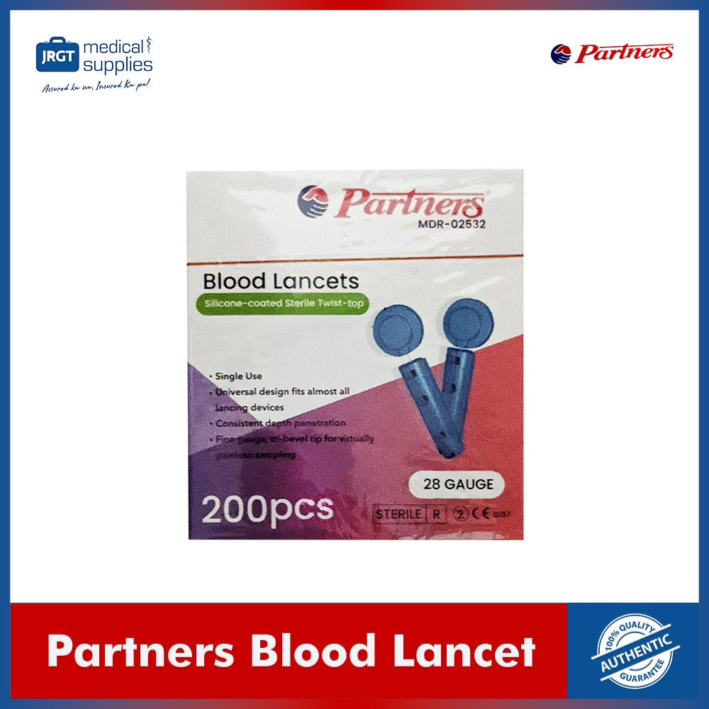 Partners Blood Lancet G28 for Glucometer (200pcs) | JRGT Medical Supply