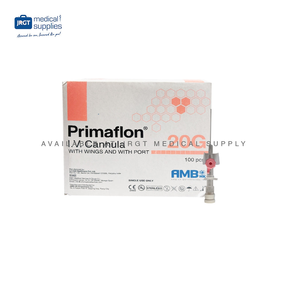Primaflon IV Cannula with Wings and Injection Valve - Available in G18, G20, G22, G24, G26 (1Box)