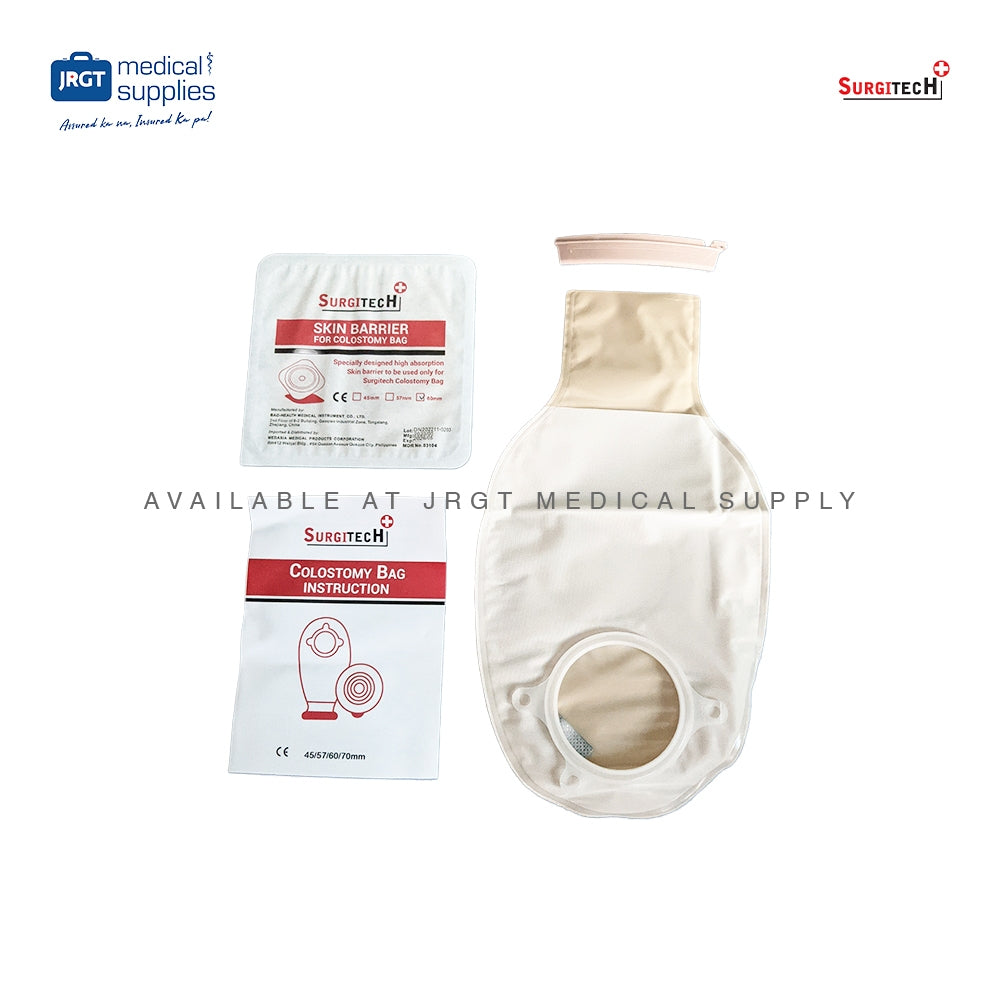 Surgitech Disposable Colostomy Bag - Stomach Bag for Secure and Comfortable Ostomy Care