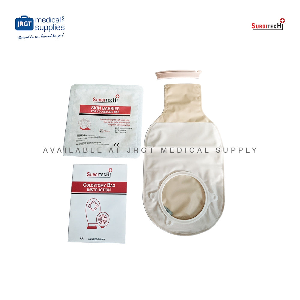 Surgitech Disposable Colostomy Bag 70mm - Stomach Bag for Secure and Comfortable Ostomy Care (1pc)