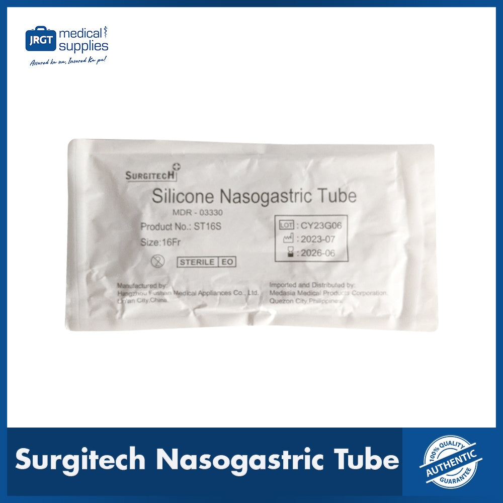 Surgitech Nasogastric Tube (NGT) | Sizes: 8, 10, 12, 14, 16, 18 | Silicone NG Tube