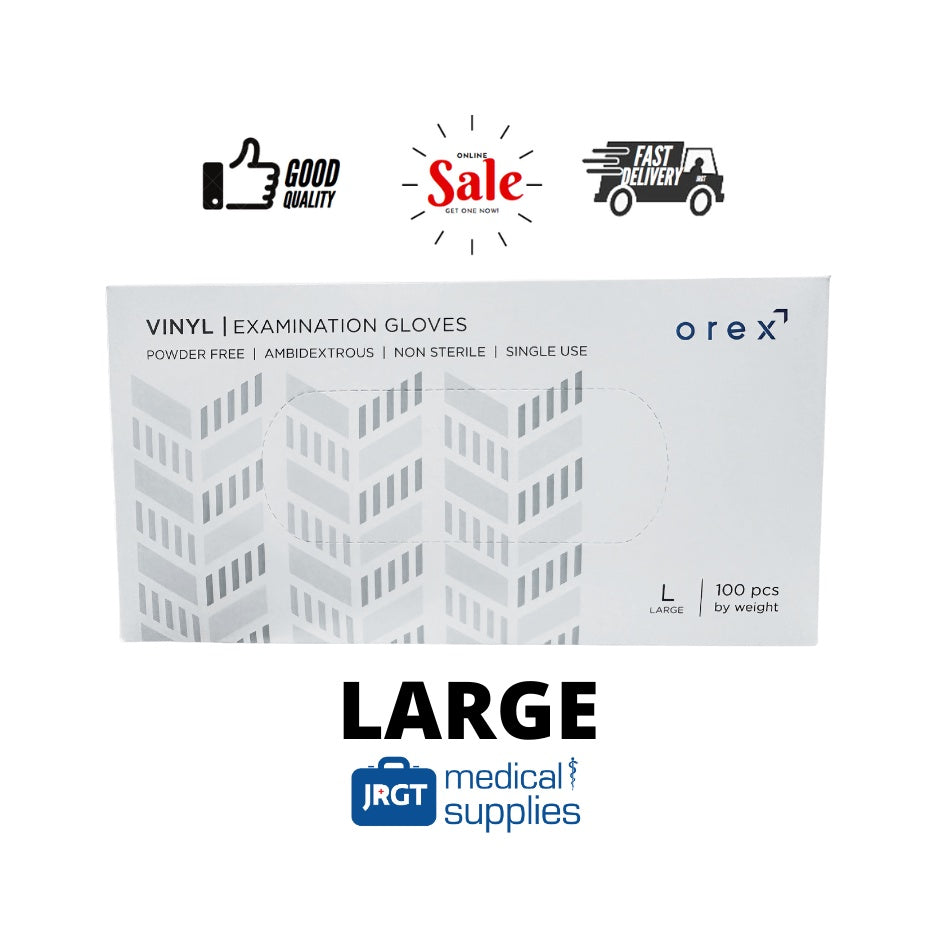 Orex Vinyl Examination Gloves (FDA Approved, Powder-Free) 100 pcs | JRGT Medical Supply
