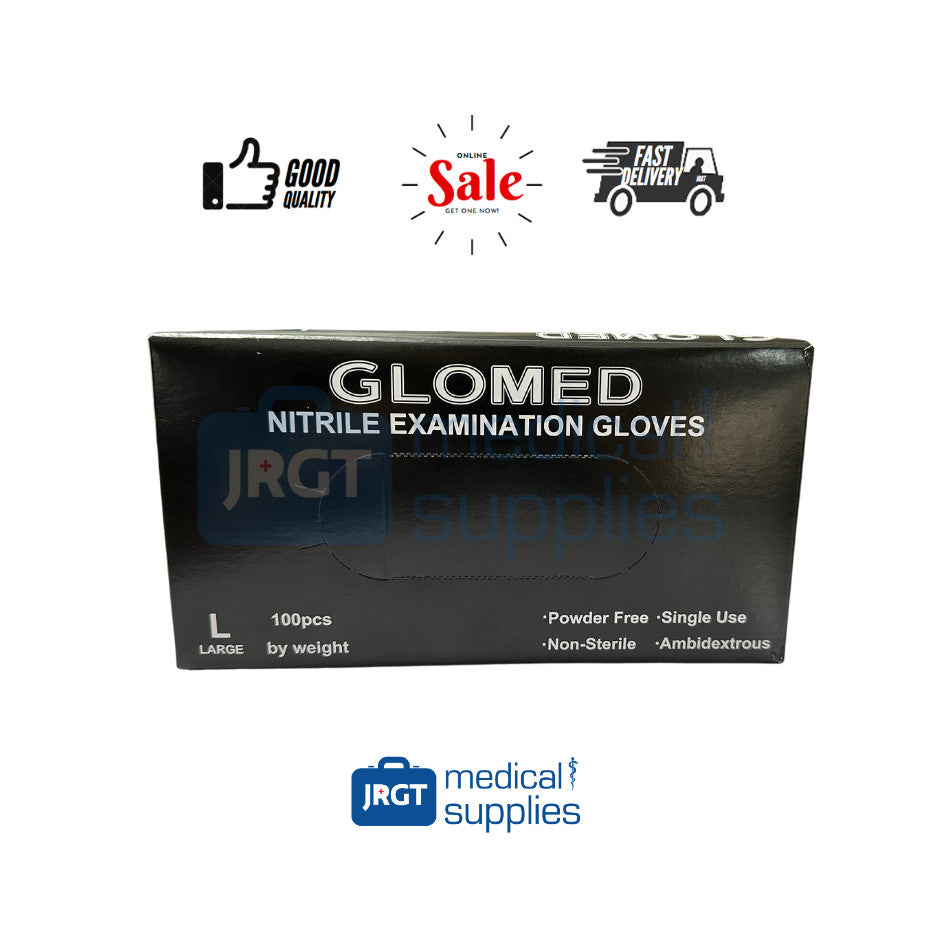 Glomed Disposable Synthetic Black Nitrile Gloves (1 Box - 100pcs by Weight)