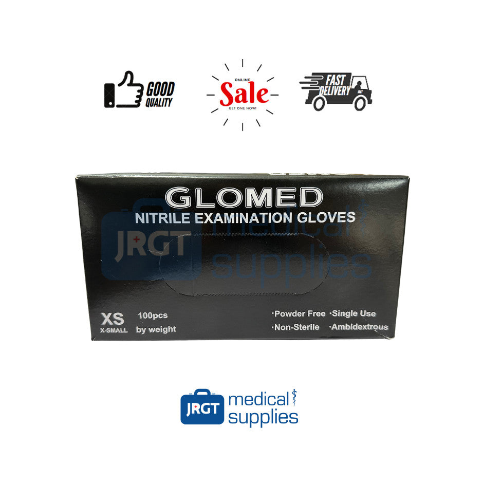 Glomed Disposable Synthetic Black Nitrile Gloves (1 Box - 100pcs by Weight)