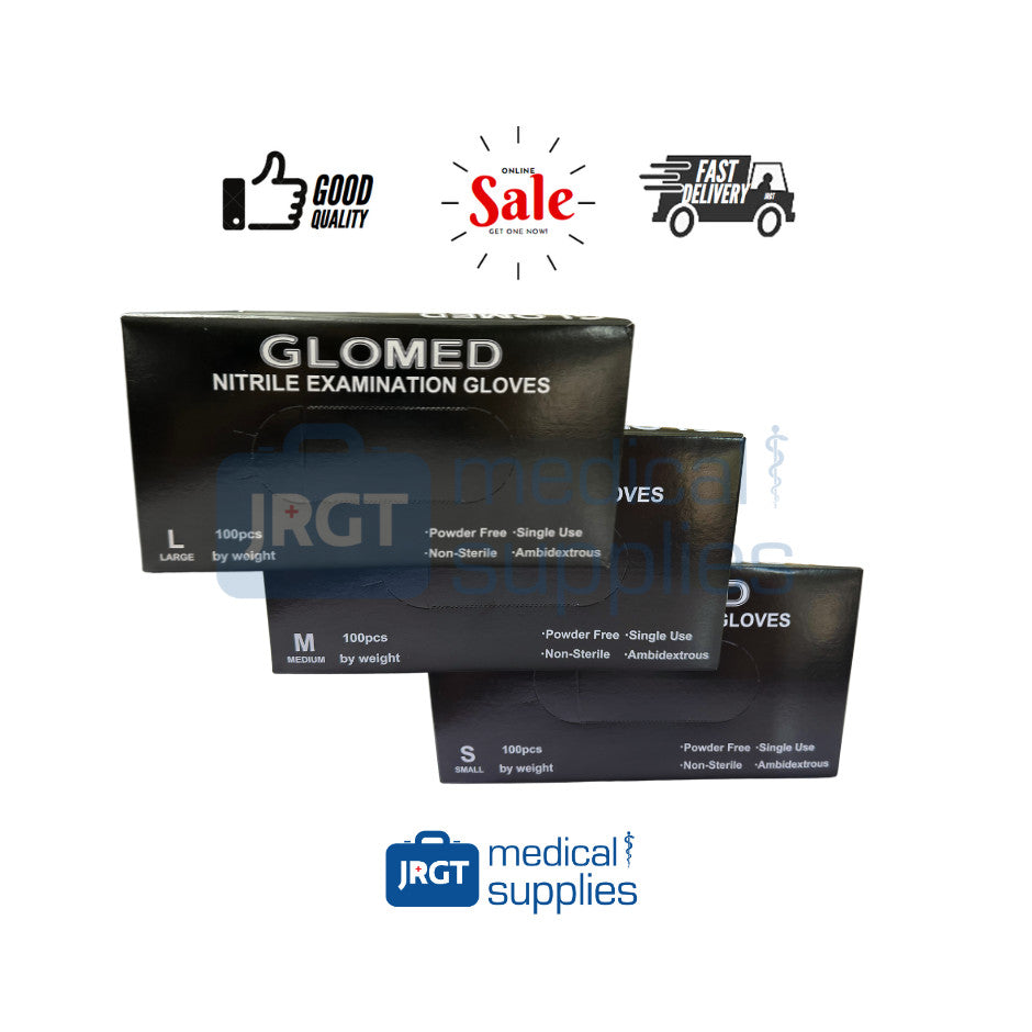 Glomed Disposable Synthetic Black Nitrile Gloves (1 Box - 100pcs by Weight)