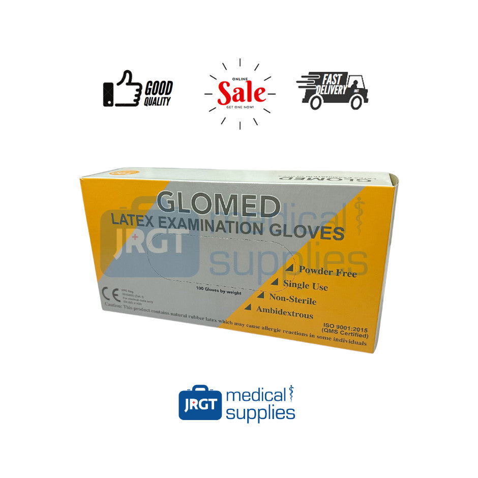 Glomed Disposable Slim Latex Gloves (1 Box - 100pcs by Weight)