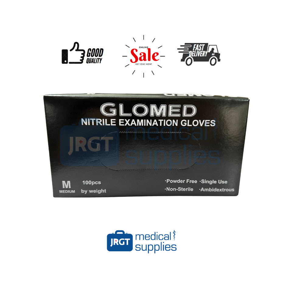 Glomed Disposable Synthetic Black Nitrile Gloves (1 Box - 100pcs by Weight)