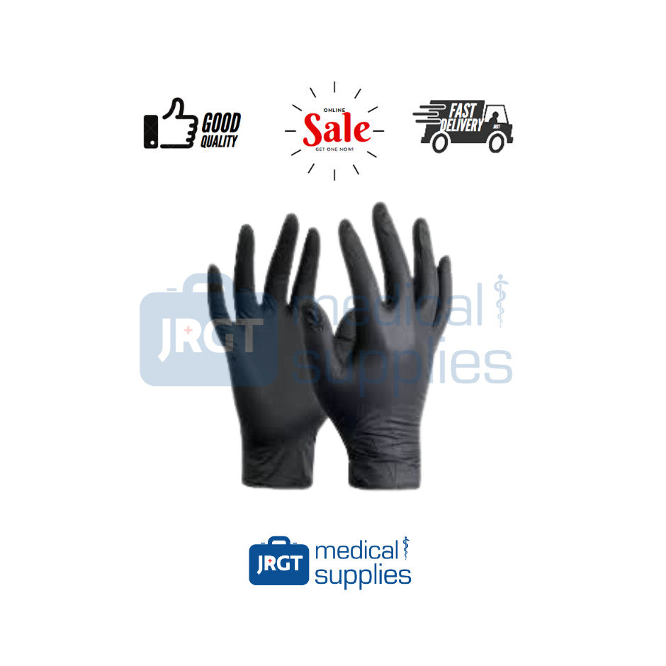Glomed Disposable Synthetic Black Nitrile Gloves (1 Box - 100pcs by Weight)
