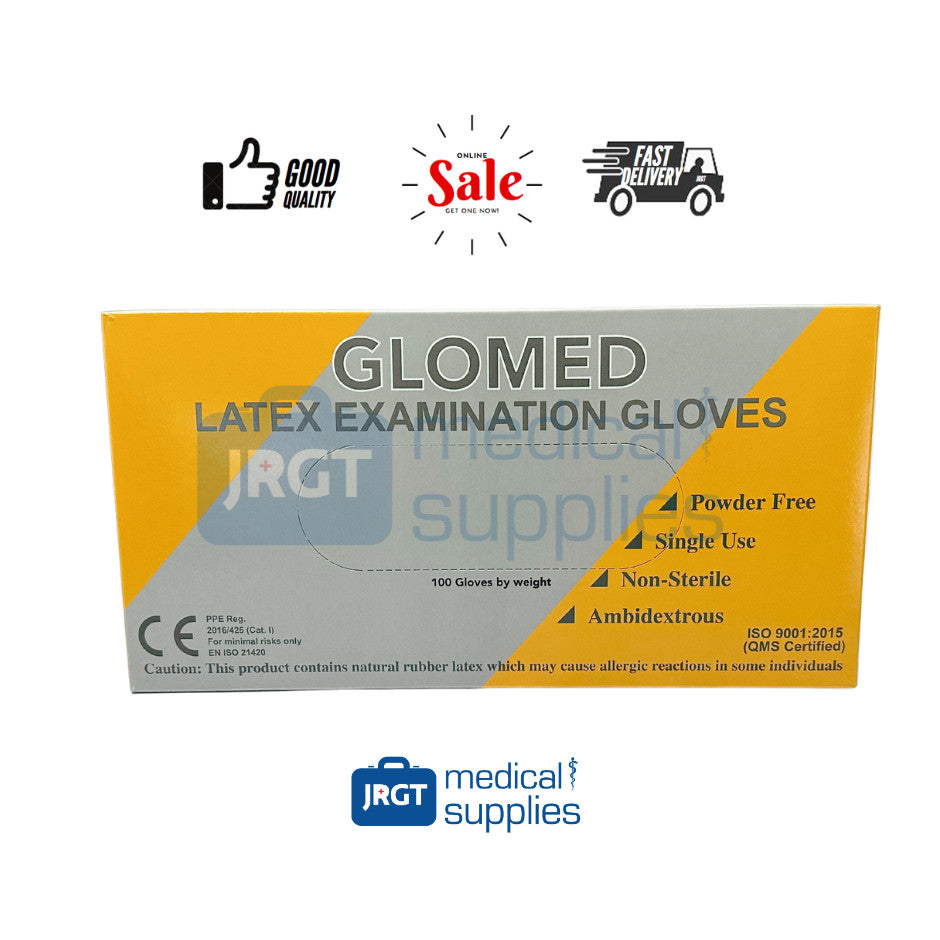 Glomed Disposable Slim Latex Gloves (1 Box - 100pcs by Weight)