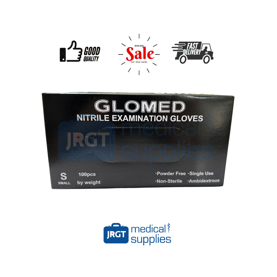 Glomed Disposable Synthetic Black Nitrile Gloves (1 Box - 100pcs by Weight)