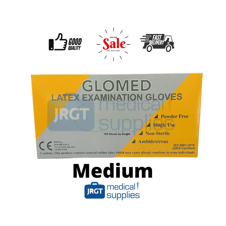 Glomed Disposable Slim Latex Gloves (1 Box - 100pcs by Weight)