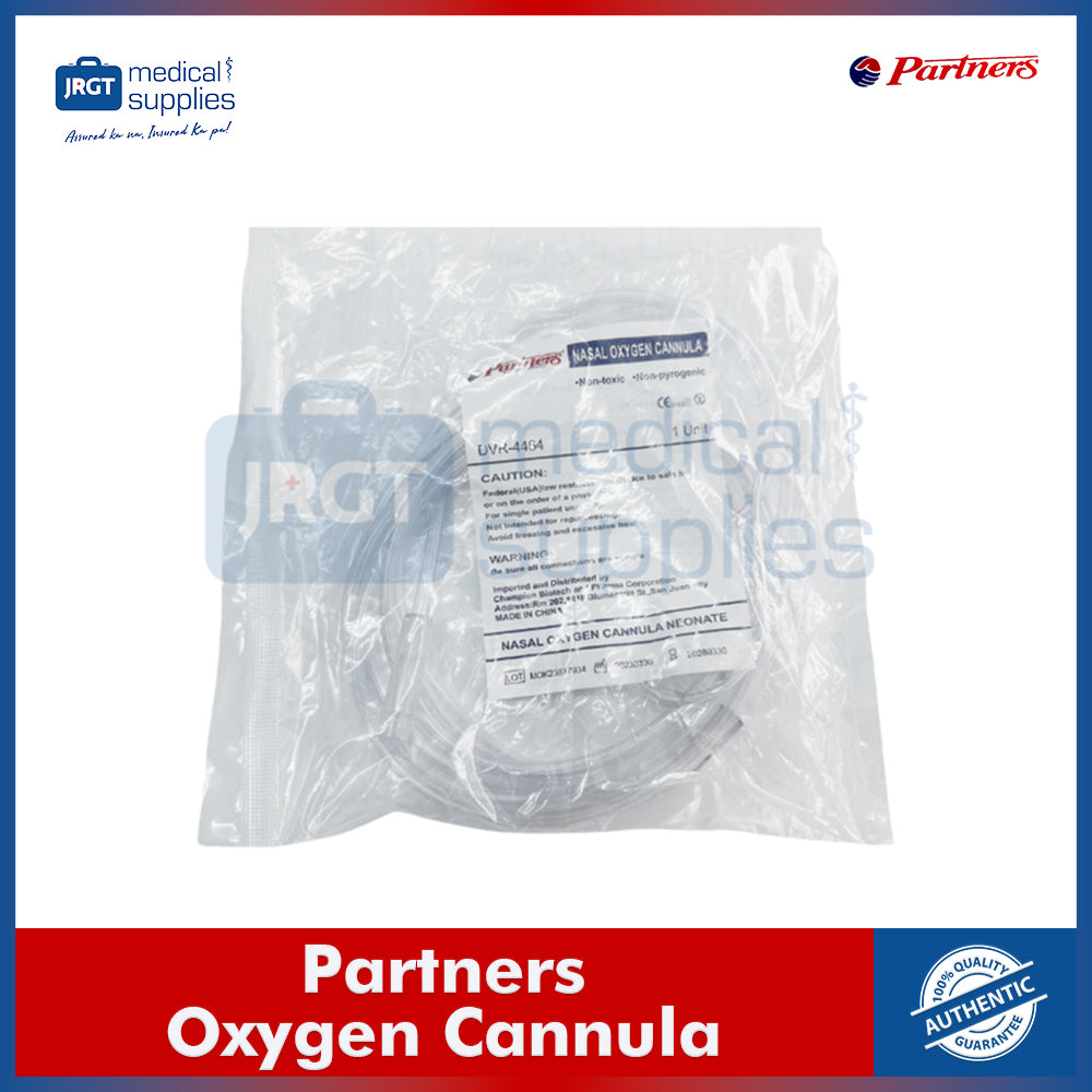 Partners Oxygen Cannula (Adult/Pedia/Neonate) | Flexible Tubing System | Sterilized