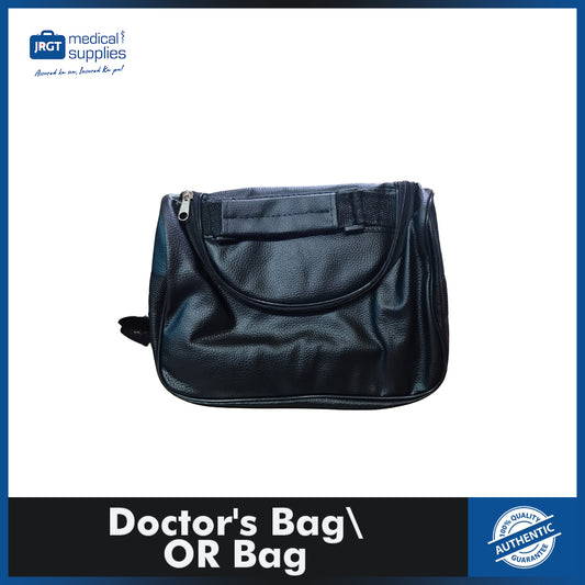 Doctor's Bag / OB Bag / Medical Sling Bag (Black Leather) | Portable Medical Supplies Bag