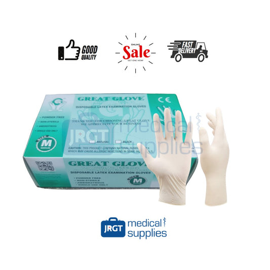 Great Glove Powder-Free Latex Disposable Examination/Surgical Gloves (100pcs) - Superior Quality