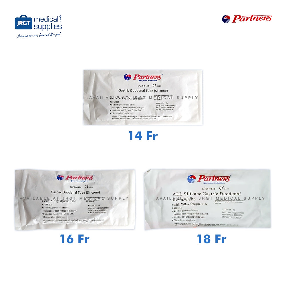Partners Nasogastric Tube (NGT) w/ X-Ray Opaque Line Fr.16 | Silicone Tube