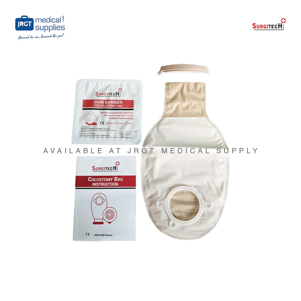 Surgitech Disposable Colostomy Bag -  Stomach Bag for Secure and Comfortable Ostomy Care