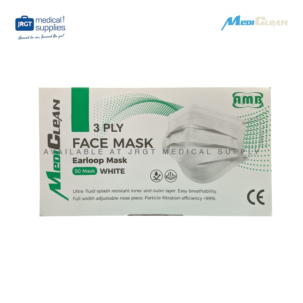 MediClean 3-Ply Disposable Face Mask Sold Per Box(50 pcs.) In Assorted Colors