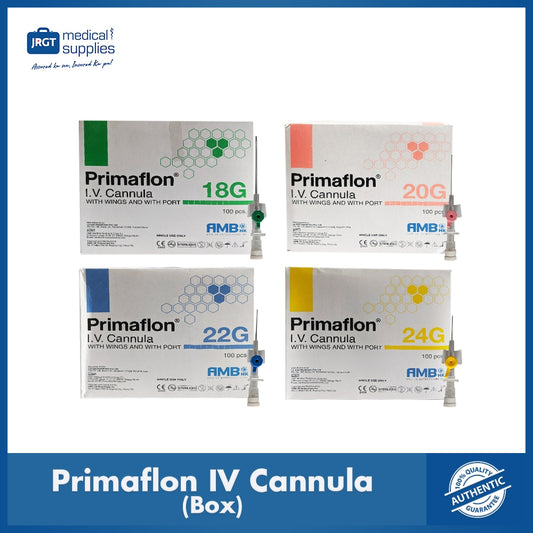 Primaflon IV Cannula with Wings and Injection Valve - Available in G18, G20, G22, G24, G26 (1Box)