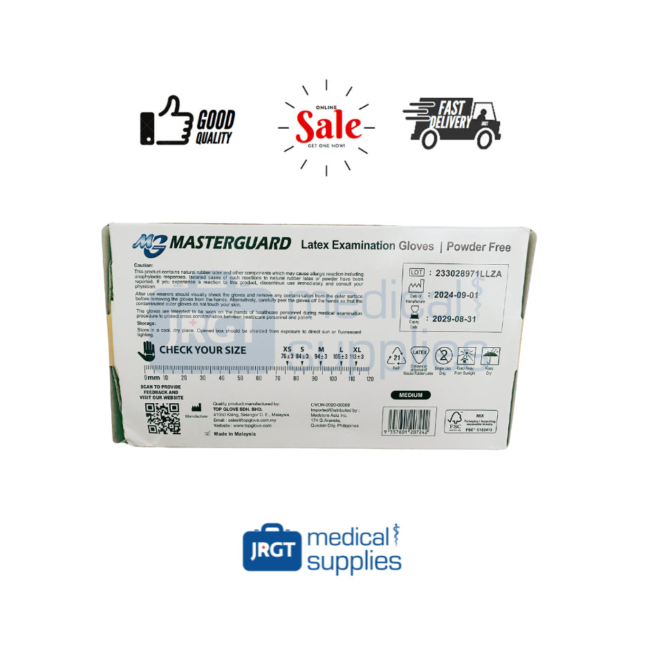 Masterguard Powder-Free Latex Disposable Examination/Surgical Gloves (100pcs)