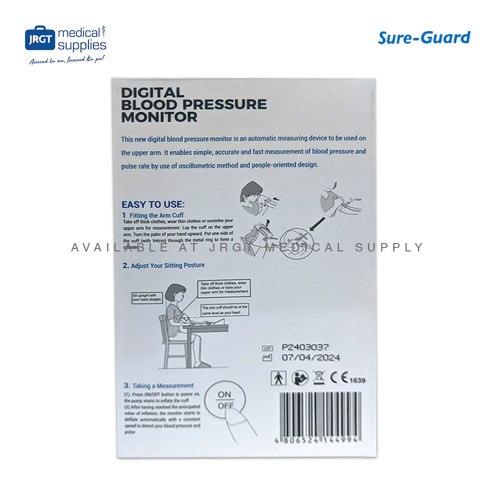 Sure Guard Dual Powered Digital Blood Pressure Monitor (With Adapter and Batteries)